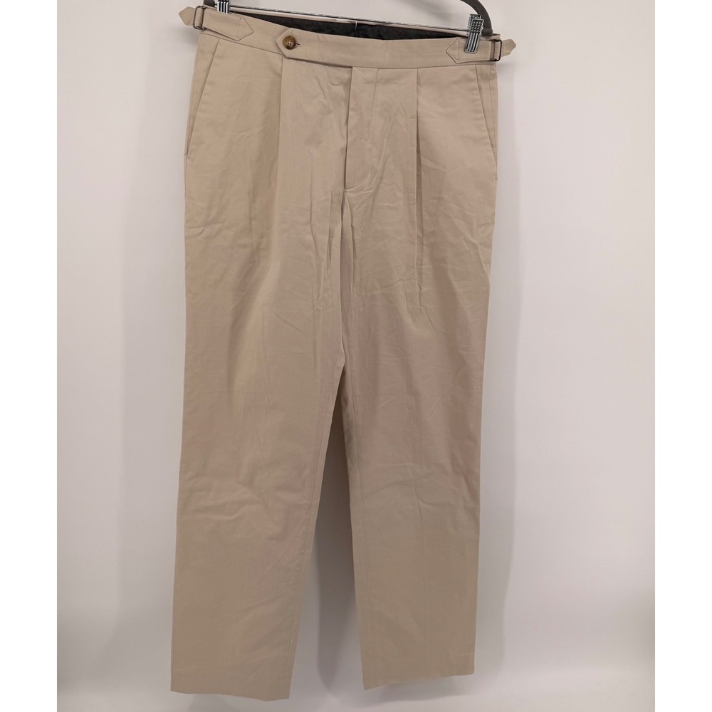 Todd Snyder Trousers Mens 32x32 Tan Pleated Chino Side Tab Straight Leg Pants
